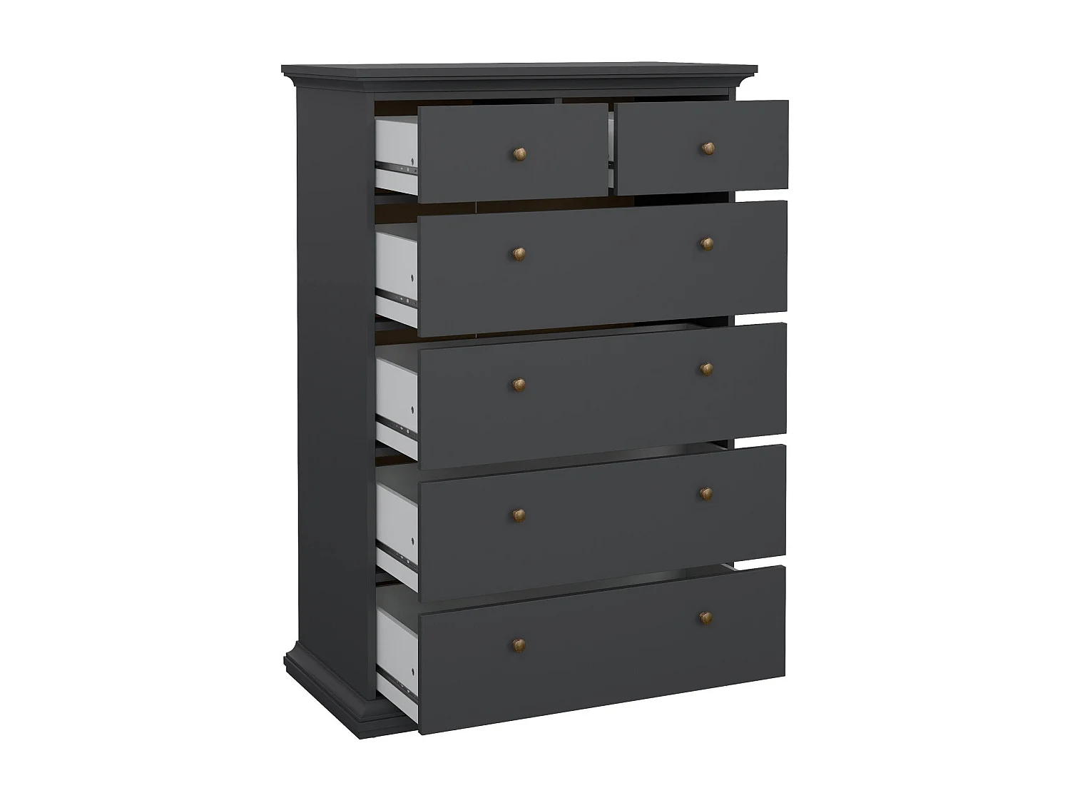 Cómoda Drighett, Cómoda multiusos, Cómoda de quarto, Armário com gavetas, 96x49 h139 cm, Cinza