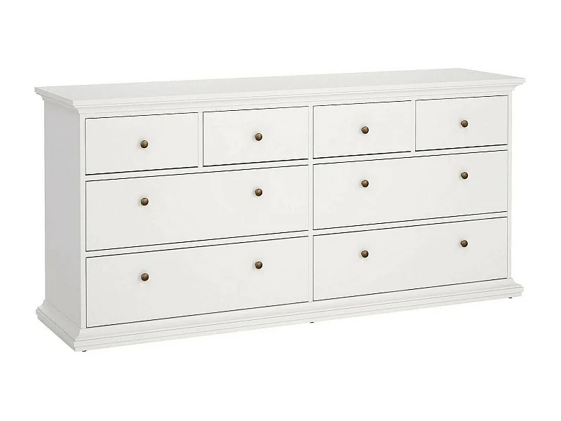 Cajonera Drinaud, Cómoda multiusos, Cómoda de dormitorio, Gabinete con cajones, 183x49 h87 cm, Blanco