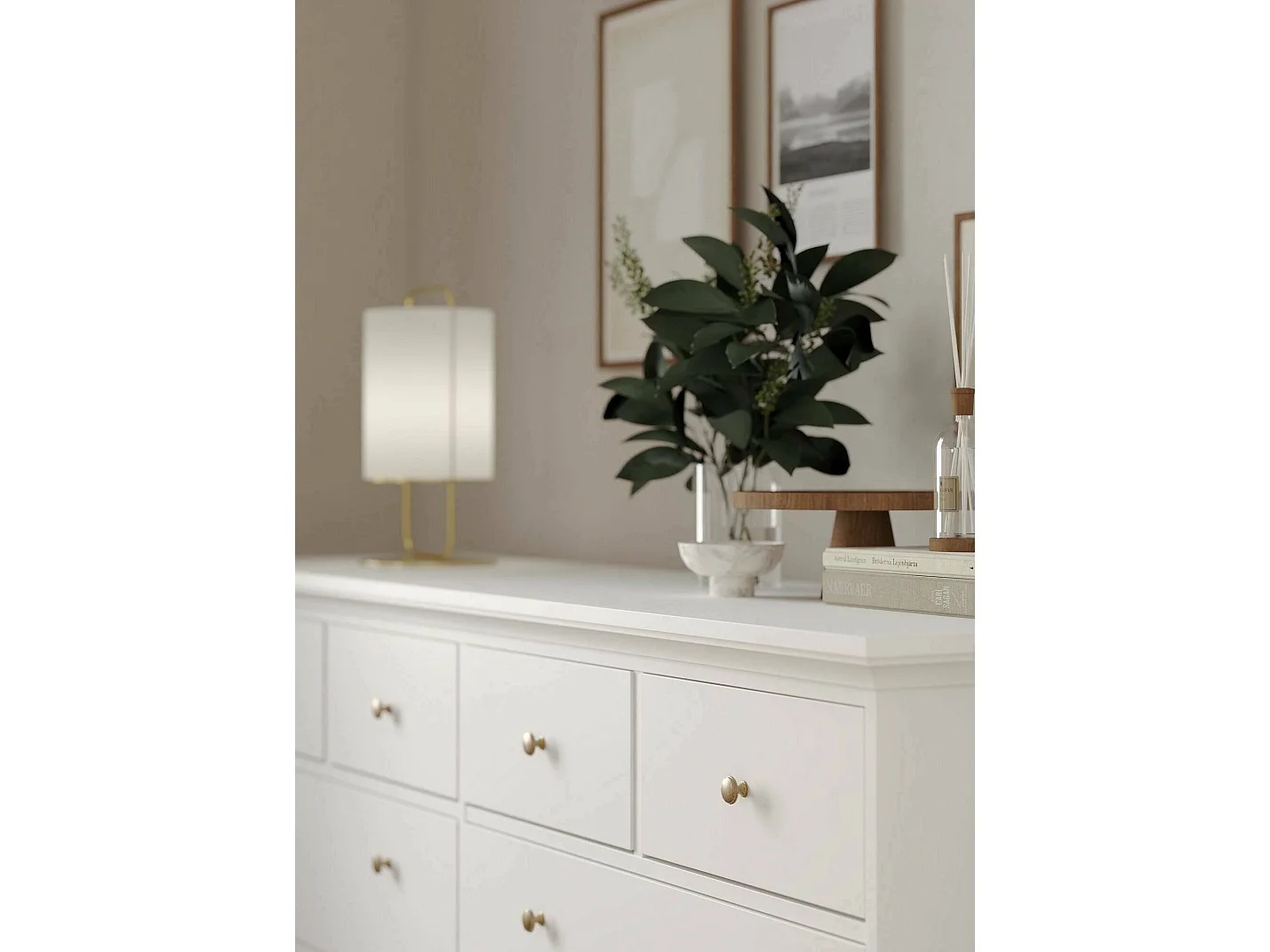 Commode Drinaud, Commode polyvalente, Commode de chambre, Meuble avec tiroirs, 183x49 h87 cm, Blanc