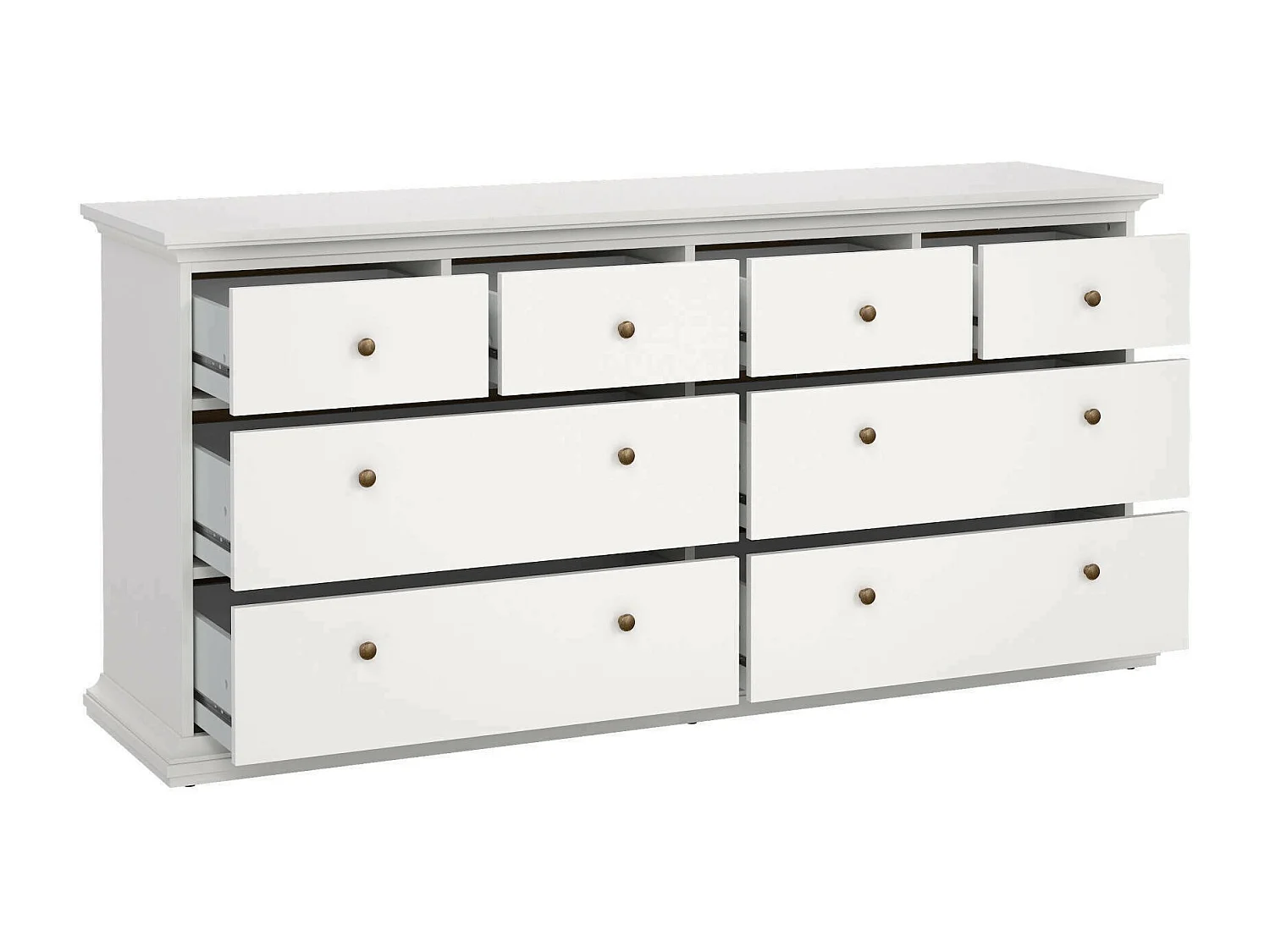 Commode Drinaud, Commode polyvalente, Commode de chambre, Meuble avec tiroirs, 183x49 h87 cm, Blanc