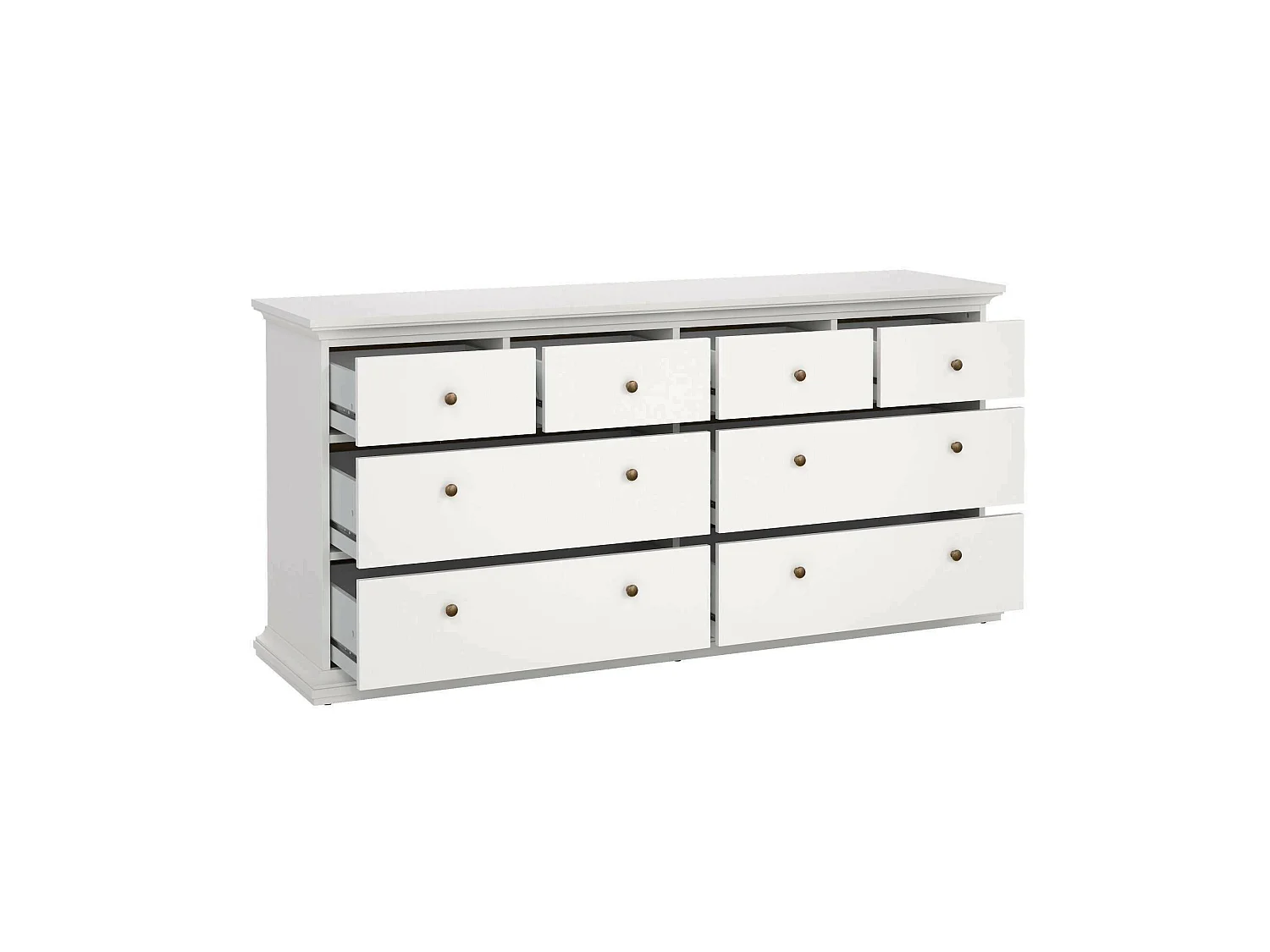 Kommode Drinaud, Mehrzweckkommode, Schlafzimmerkommode, Schrank mit Schubladen, 183x49 h87 cm, WeiÃŸ