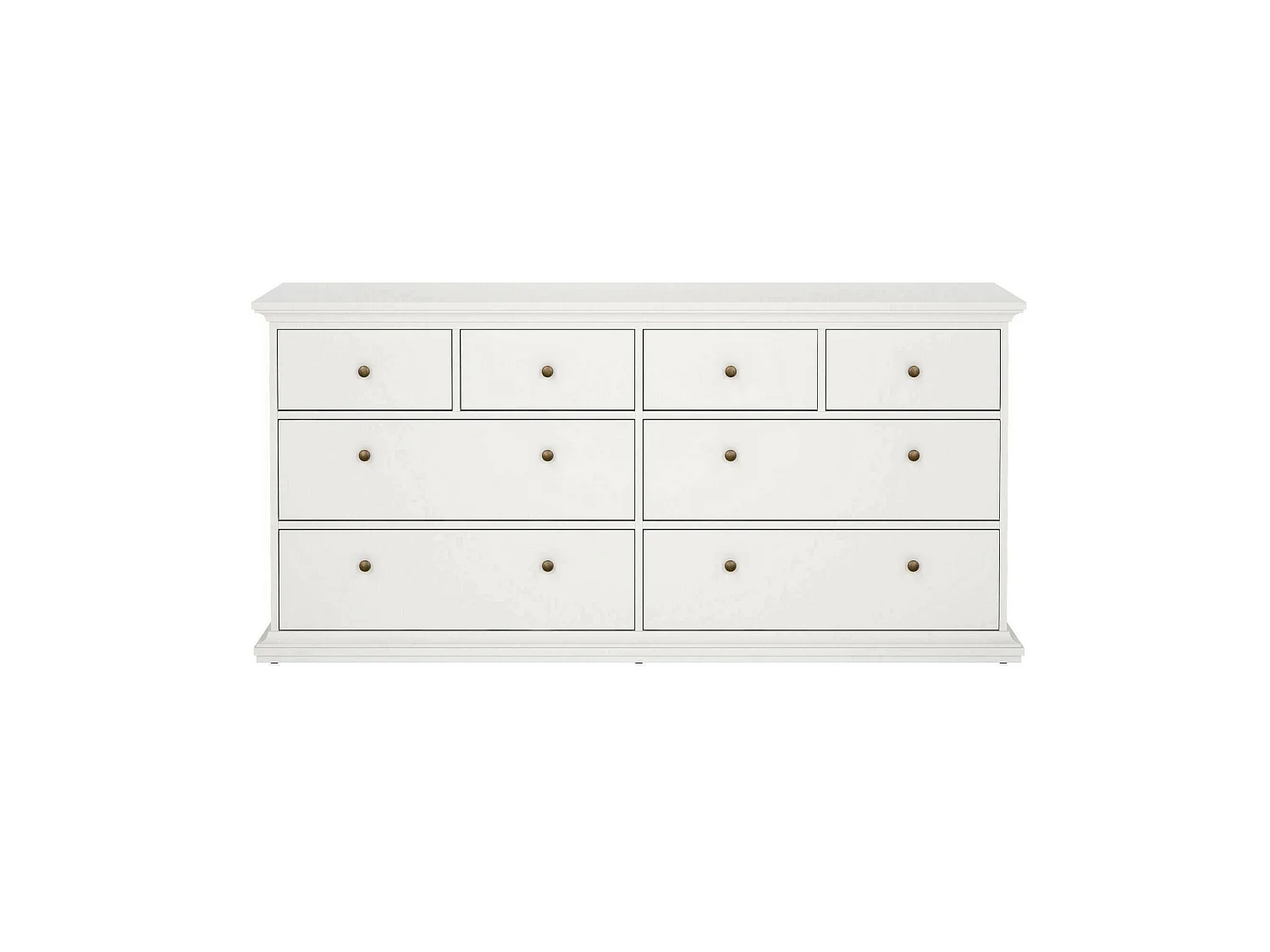 Kommode Drinaud, Mehrzweckkommode, Schlafzimmerkommode, Schrank mit Schubladen, 183x49 h87 cm, WeiÃŸ