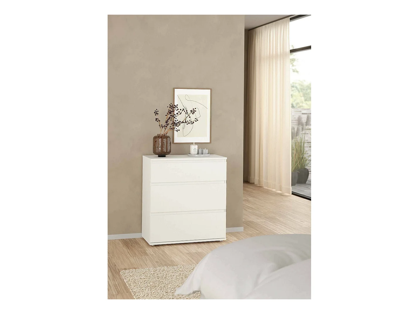 Commode Droman, Commode polyvalente, Commode de chambre, Meuble avec tiroirs, 77x40 h84 cm, Blanc
