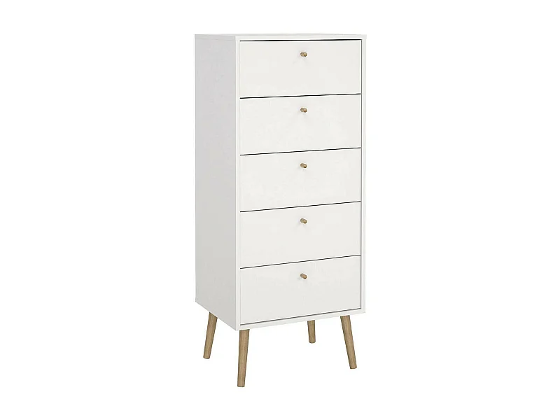 Commode Driv, Commode polyvalente, Commode de chambre, Meuble avec tiroirs, 50x39 h120 cm, Blanc