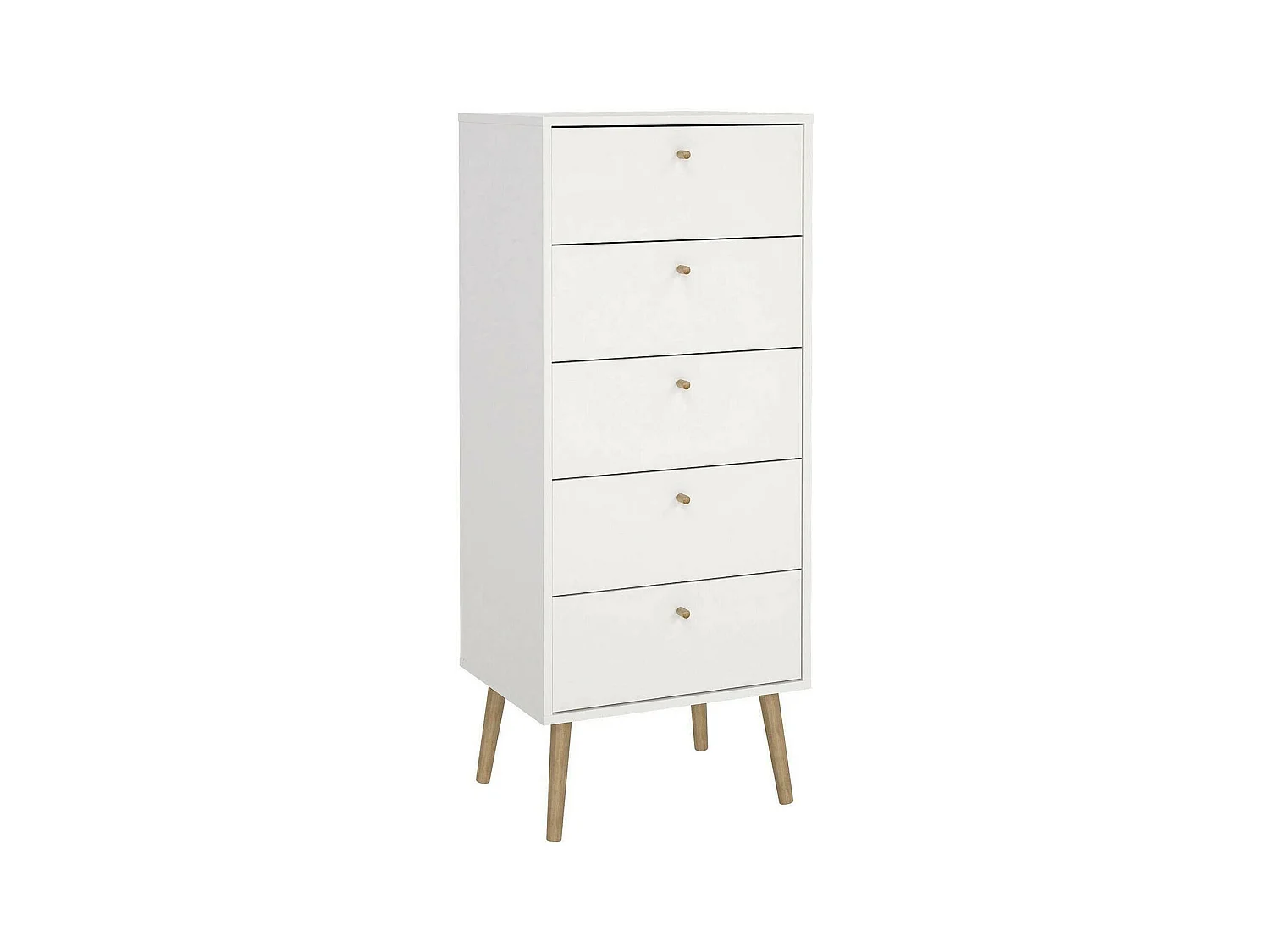 Commode Driv, Commode polyvalente, Commode de chambre, Meuble avec tiroirs, 50x39 h120 cm, Blanc