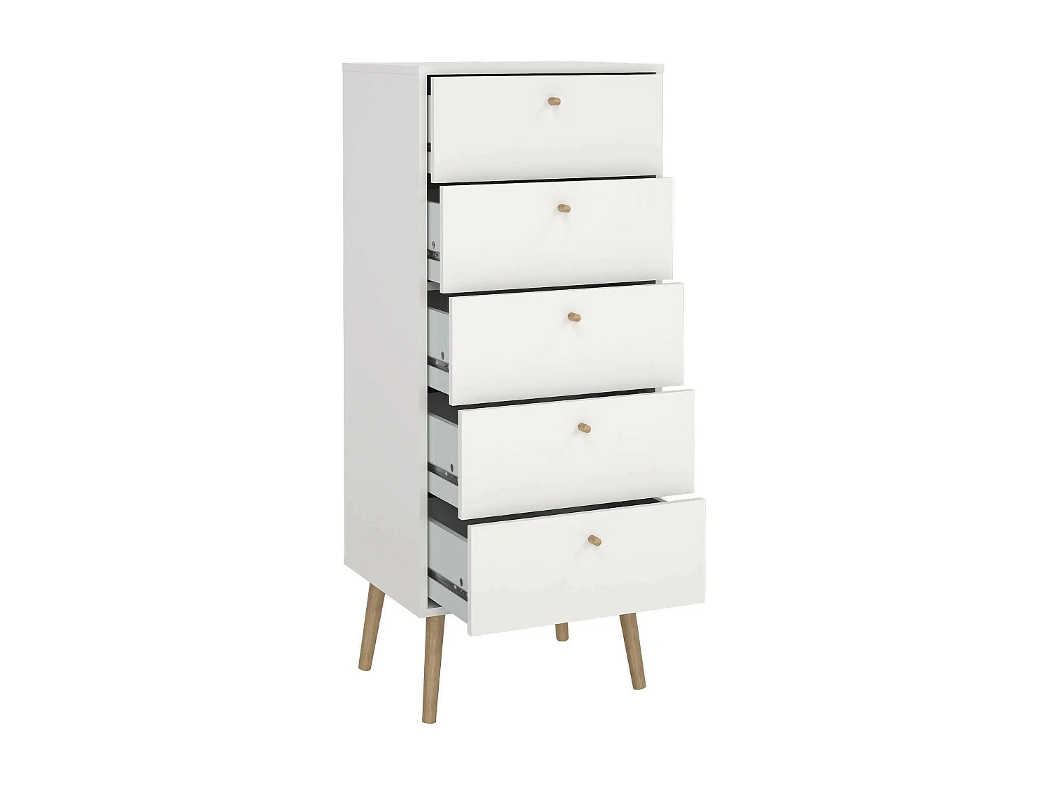 Commode Driv, Commode polyvalente, Commode de chambre, Meuble avec tiroirs, 50x39 h120 cm, Blanc