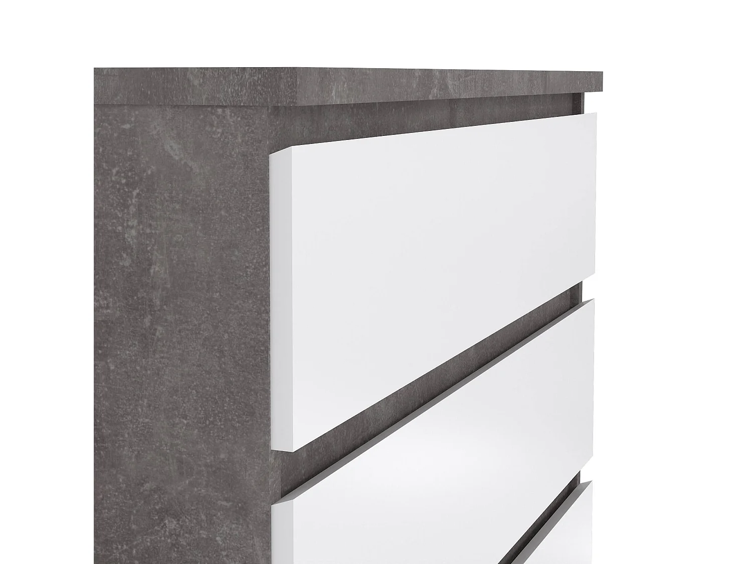 Cajonera Drivalt, Cómoda multiusos, Cómoda de dormitorio, Gabinete con cajones, 77x50 h111 cm, Cemento y Blanco