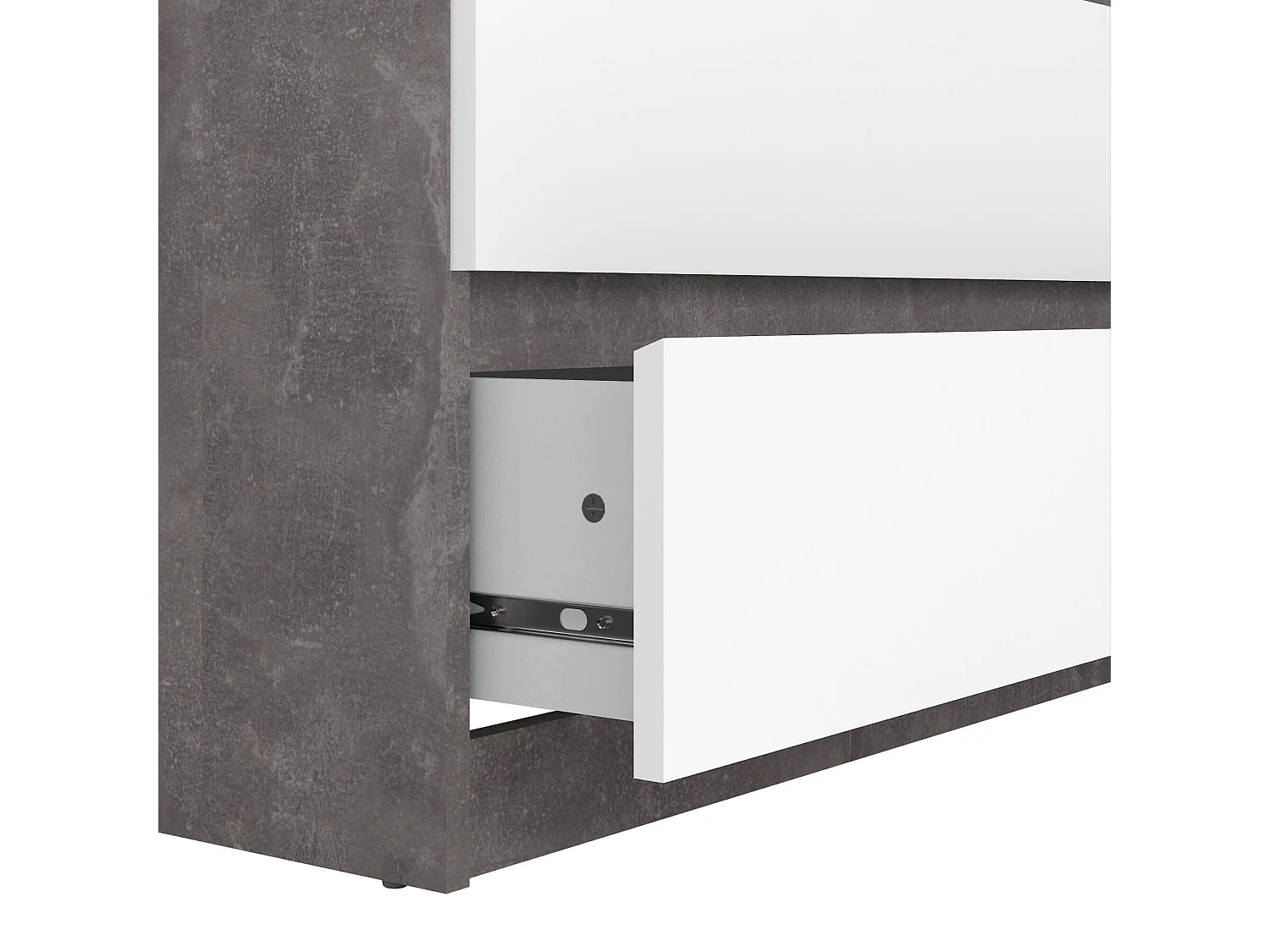 Cajonera Drivalt, Cómoda multiusos, Cómoda de dormitorio, Gabinete con cajones, 77x50 h111 cm, Cemento y Blanco