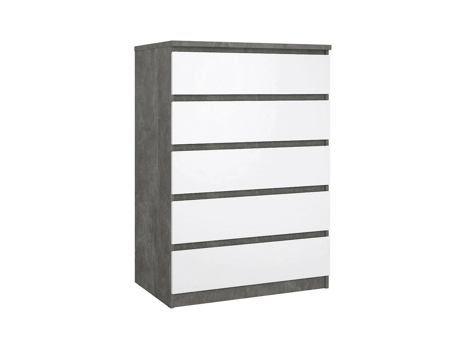 Commode Drivalt, Commode polyvalente, Commode de chambre, Meuble avec tiroirs, 77x50 h111 cm, Ciment et blanc