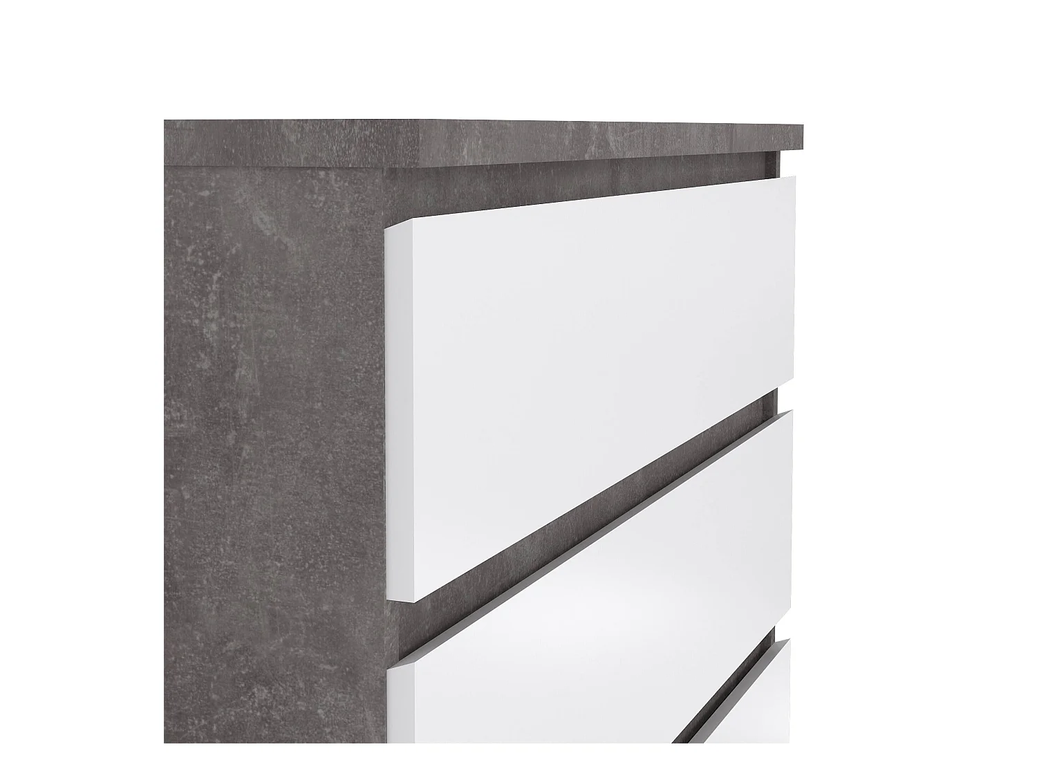 Commode Drivalt, Commode polyvalente, Commode de chambre, Meuble avec tiroirs, 77x50 h111 cm, Ciment et blanc