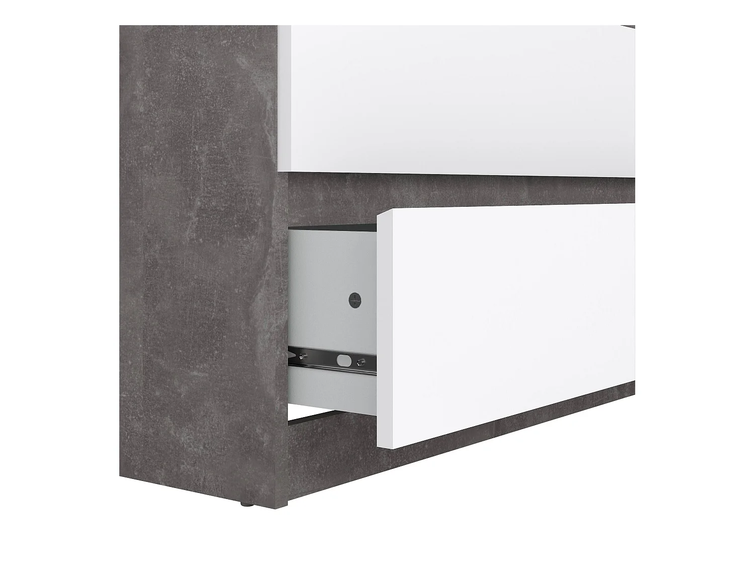 Commode Drivalt, Commode polyvalente, Commode de chambre, Meuble avec tiroirs, 77x50 h111 cm, Ciment et blanc