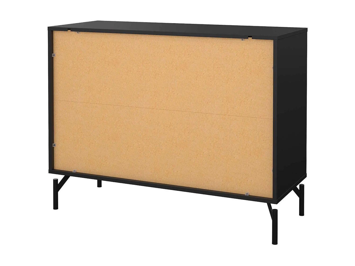 Kommode Drenn, Mehrzweckkommode, Schlafzimmerkommode, Schrank mit Schubladen, 99x40 h77 cm, Schwarz