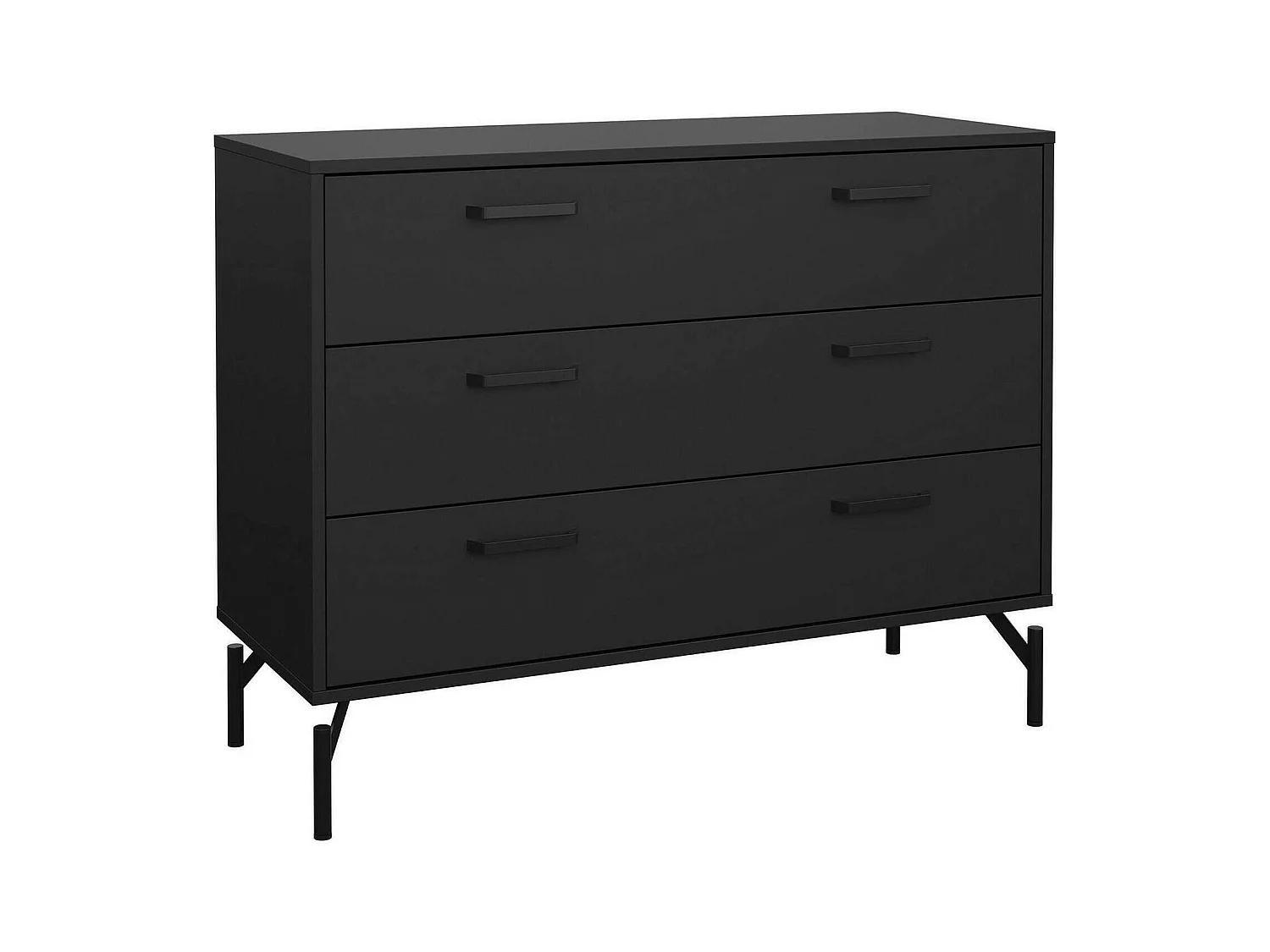 Commode Drenn, Commode polyvalente, Commode de chambre, Meuble avec tiroirs, 99x40 h77 cm, Noir