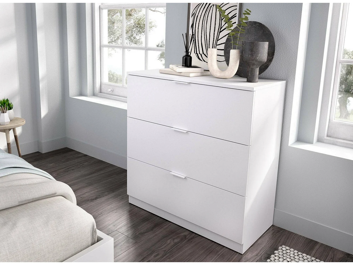 Commode Dsa, Commode polyvalente, Commode de chambre, Meuble avec tiroirs, 82x39 h82 cm, Blanc