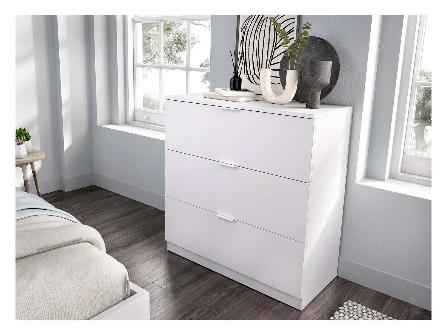 Commode Dsa, Commode polyvalente, Commode de chambre, Meuble avec tiroirs, 82x39 h82 cm, Blanc