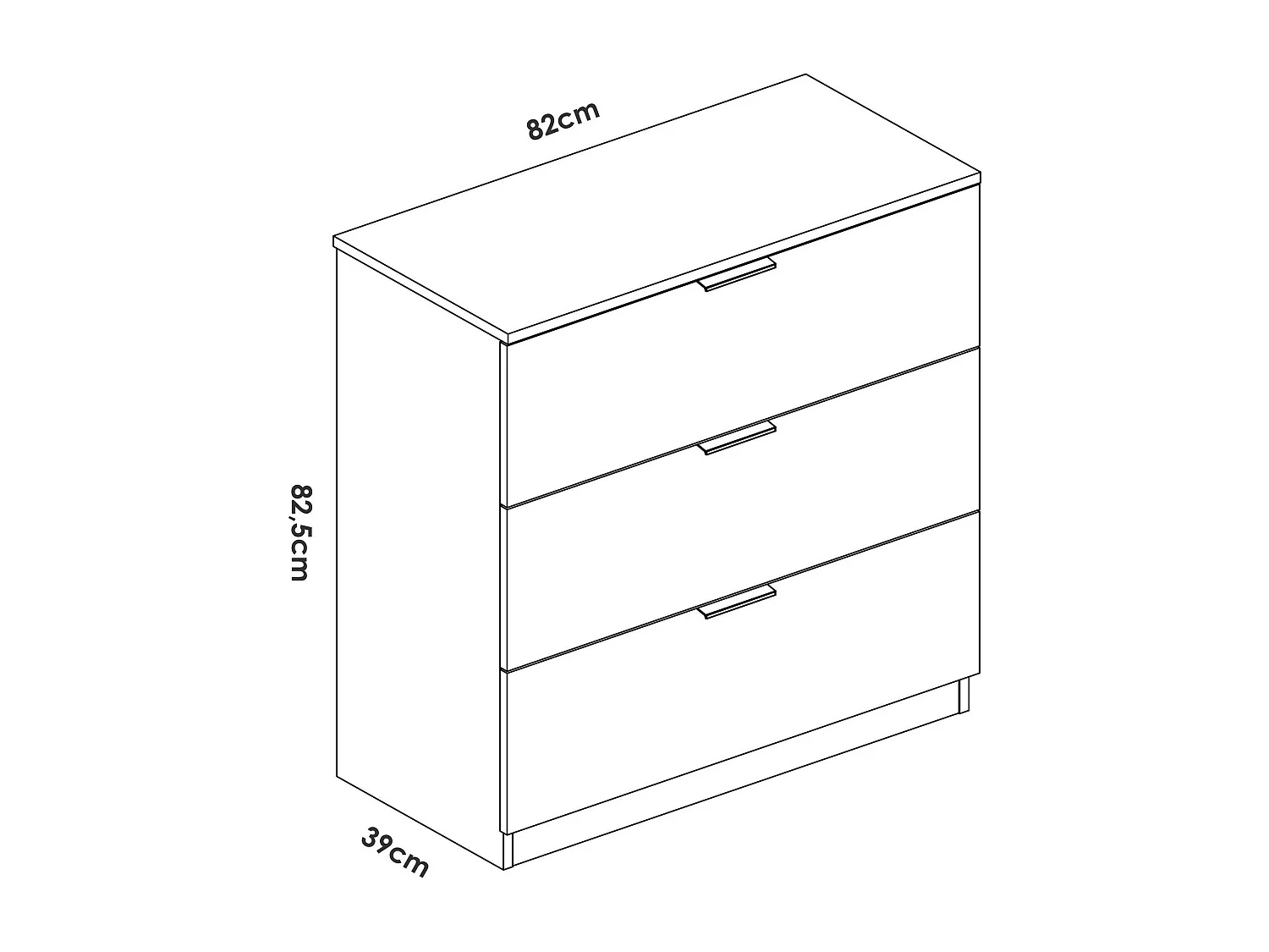 Commode Dsa, Commode polyvalente, Commode de chambre, Meuble avec tiroirs, 82x39 h82 cm, Blanc