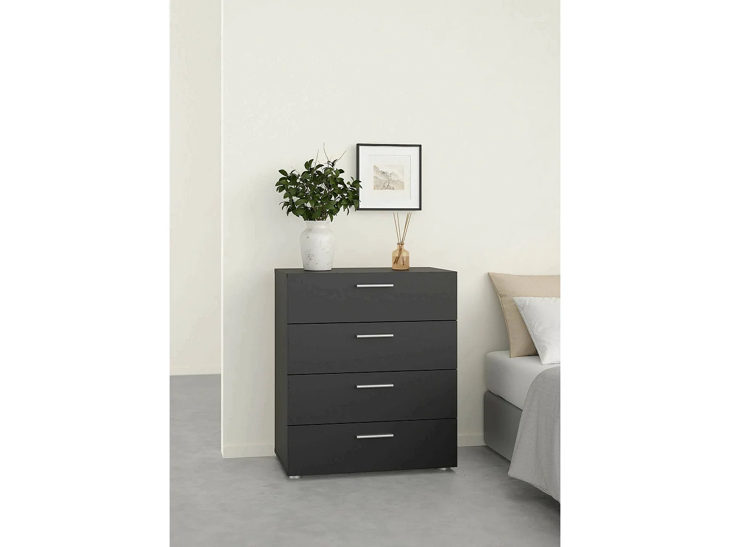 Cómoda Dromagn, Cómoda multiusos, Cómoda de quarto, Armário com gavetas, 70x40 h82 cm, Preto