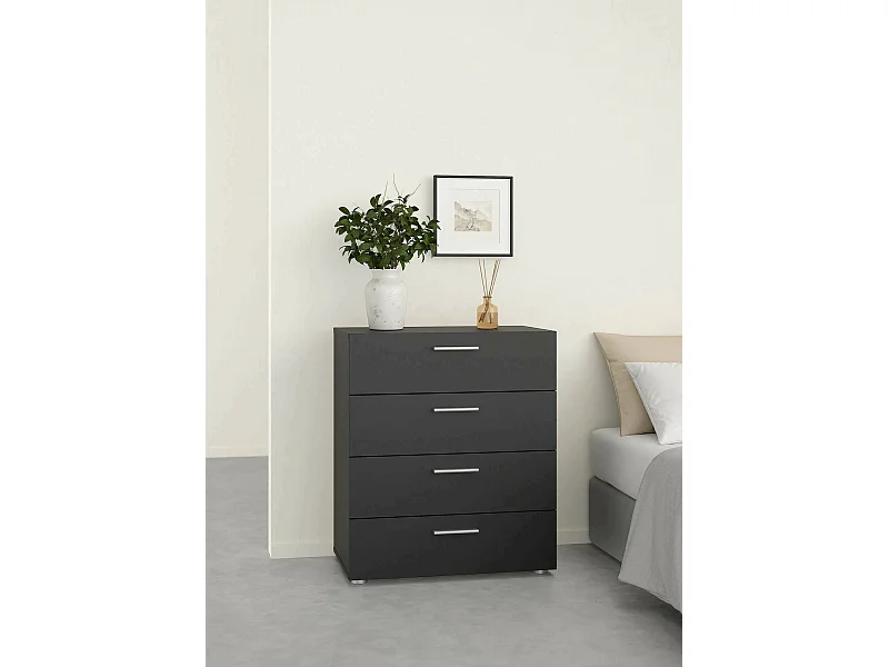 Cajonera Dromagn, Cómoda multiusos, Cómoda de dormitorio, Gabinete con cajones, 70x40 h82 cm, Negro