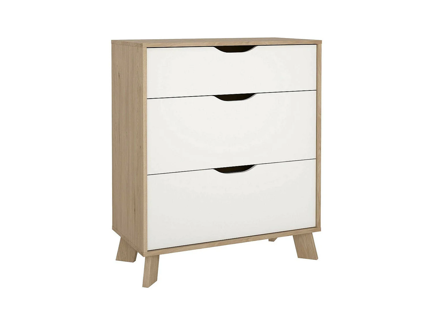 Commode Drinco, Commode polyvalente, Commode de chambre, Meuble avec tiroirs, 79x40 h92 cm, Chêne clair et Blanc