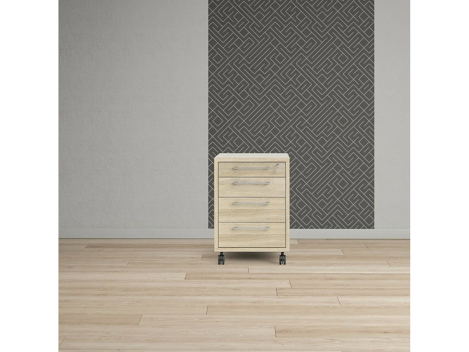 Dromer ladekast, Multifunctionele ladekast, Slaapkamerdressoir, Kast met laden, 49x48 h68 cm, Eiken