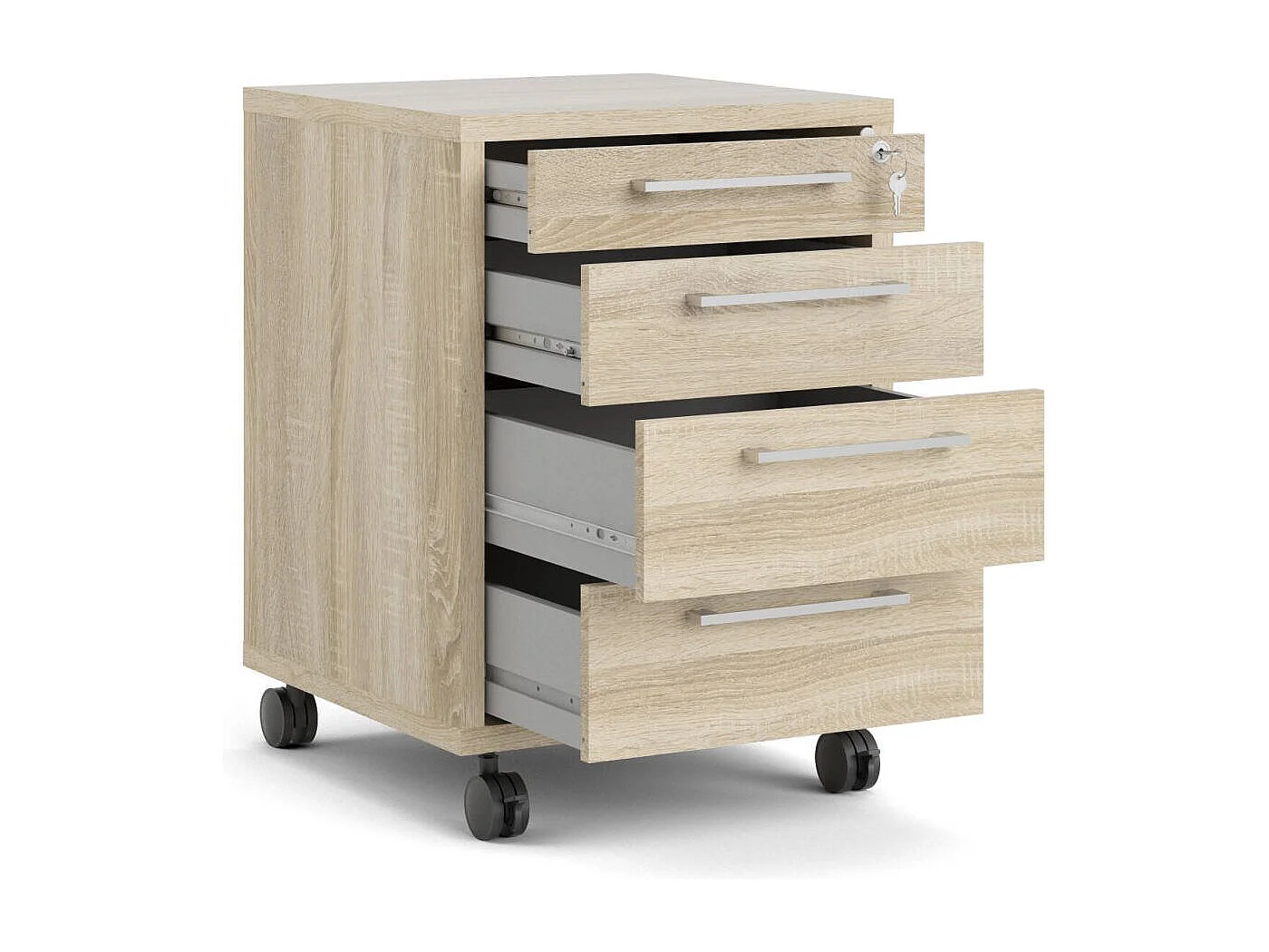 Kommode Dromer, Mehrzweckkommode, Schlafzimmerkommode, Schrank mit Schubladen, 49x48 h68 cm, Eiche