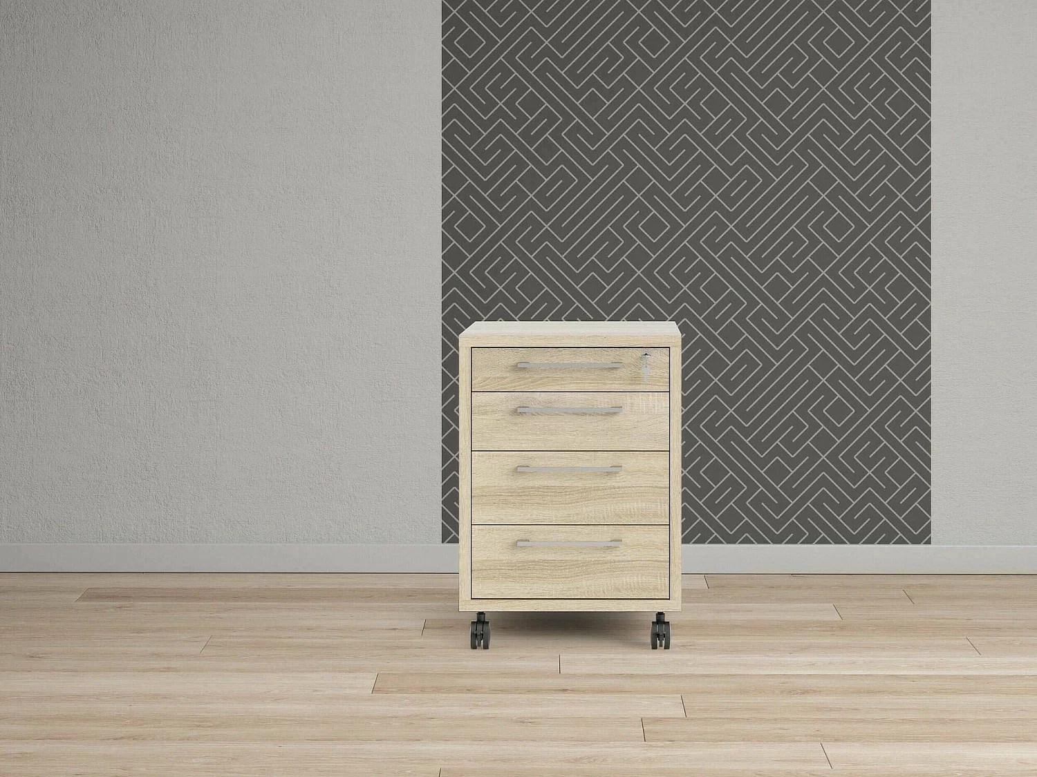 Commode Dromer, Commode polyvalente, Commode de chambre, Meuble avec tiroirs, 49x48 h68 cm, Chêne