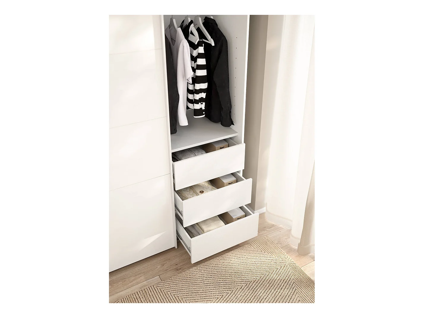 Commode Droncol, Commode polyvalente, Commode de chambre, Meuble avec tiroirs, 57x55 h70 cm, Blanc