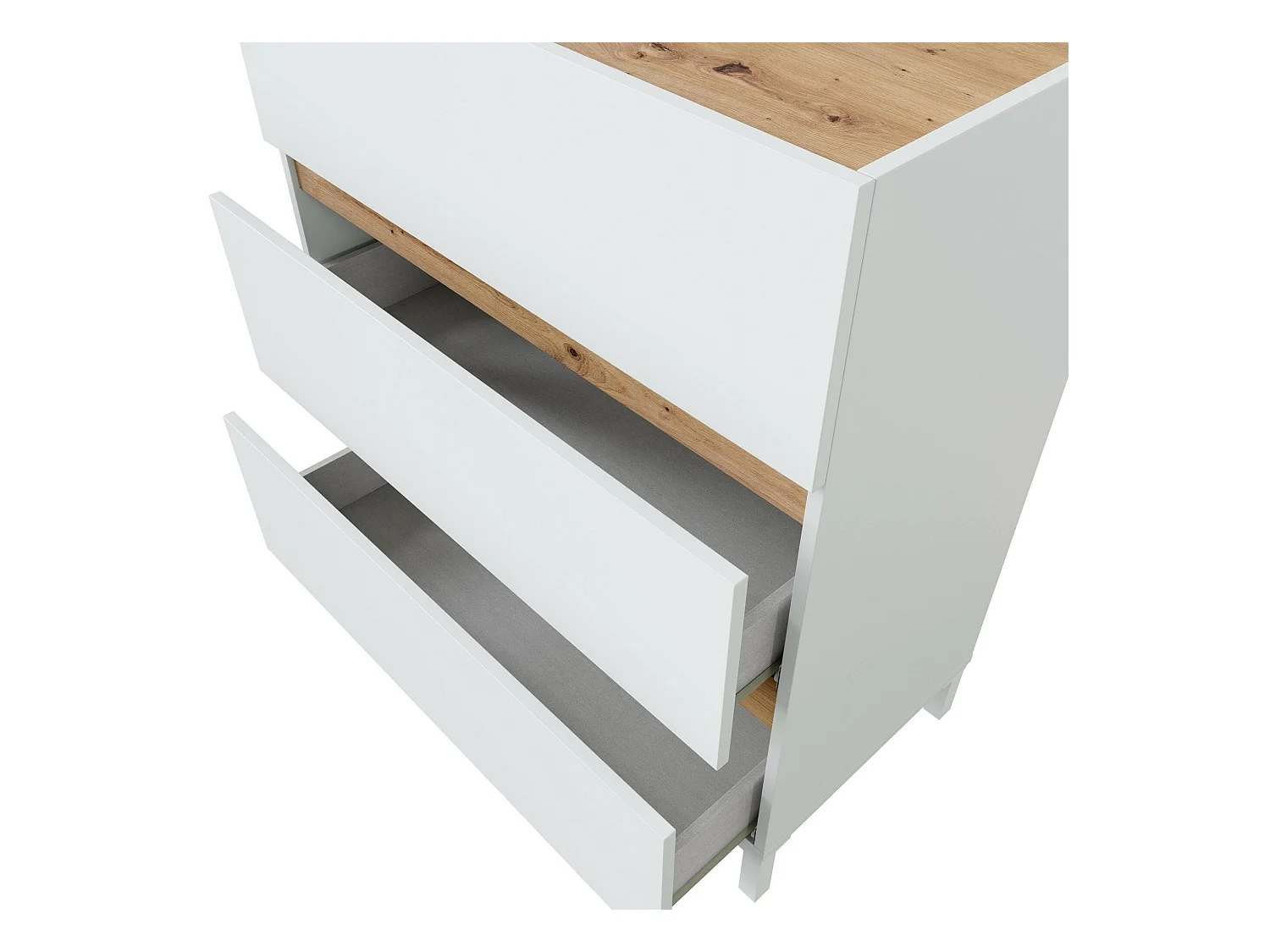 Dmora - Cassettiera Teddy, 79x41 h91 cm, Bianco e Rovere Nodi