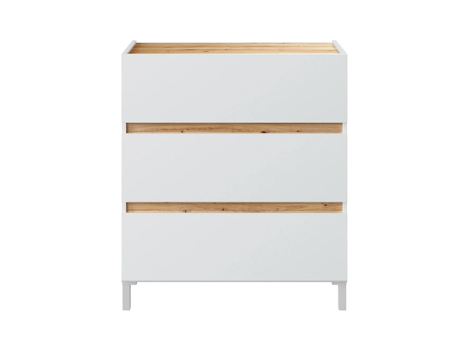 Dmora - Cassettiera Teddy, 79x41 h91 cm, Bianco e Rovere Nodi