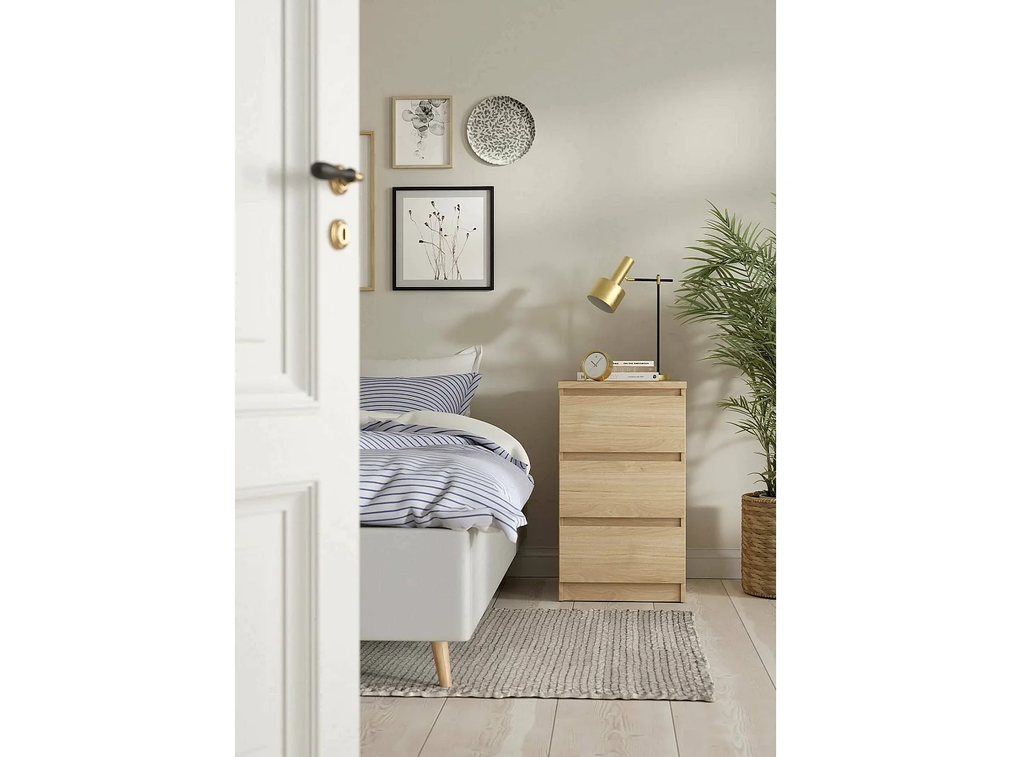 Cómoda Drepett, Cómoda multiusos, Cómoda de quarto, Armário com gavetas, 50x40 h70 cm, Carvalho