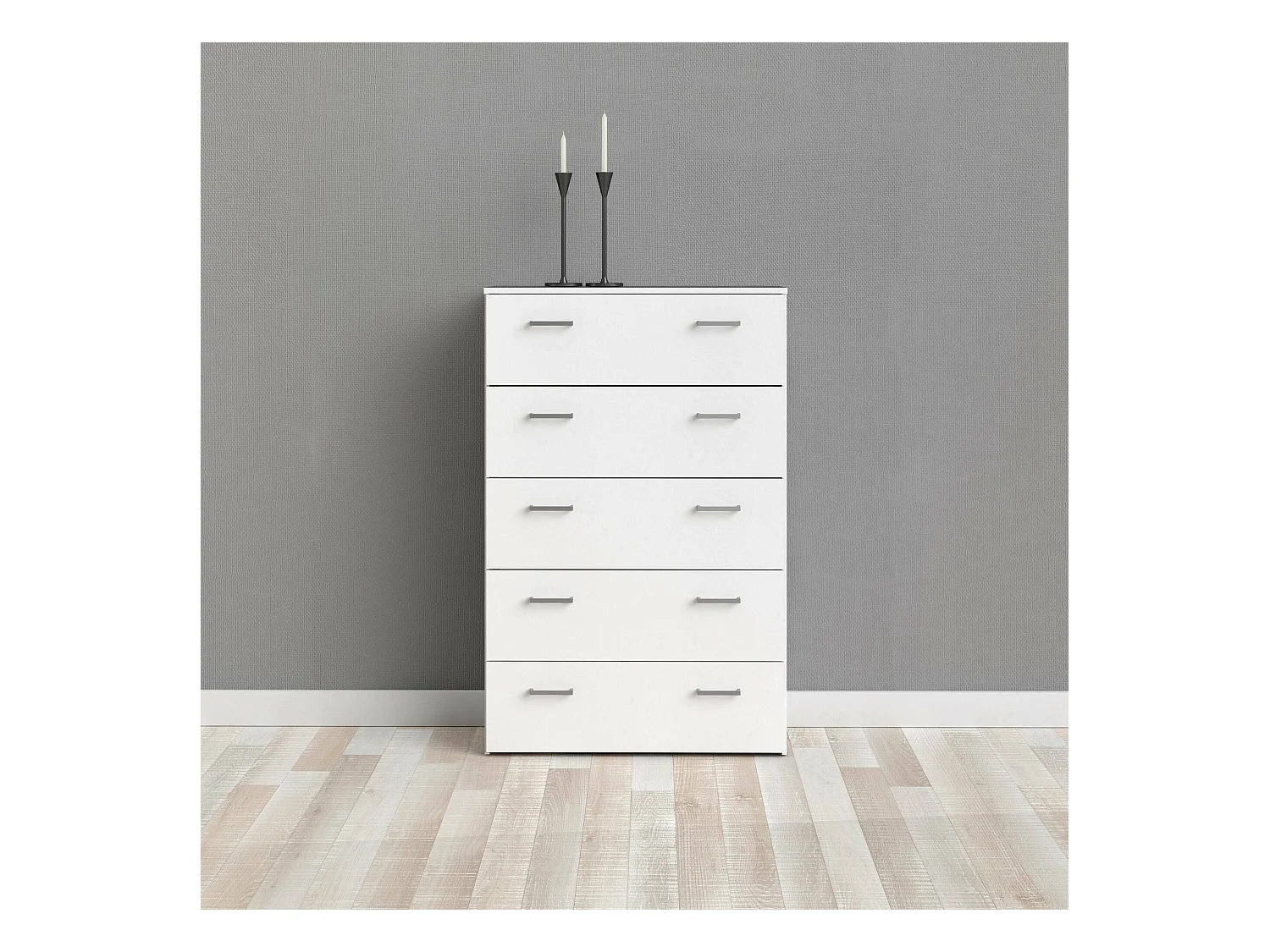 Commode Driner, Commode polyvalente, Commode de chambre, Meuble avec tiroirs, 74x36 h114 cm, Blanc