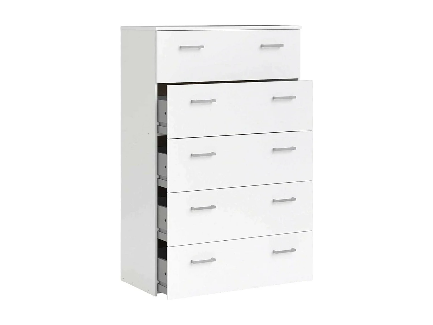 Driner ladekast, Multifunctionele ladekast, Slaapkamerdressoir, Kast met lades, 74x36 h114 cm, Wit