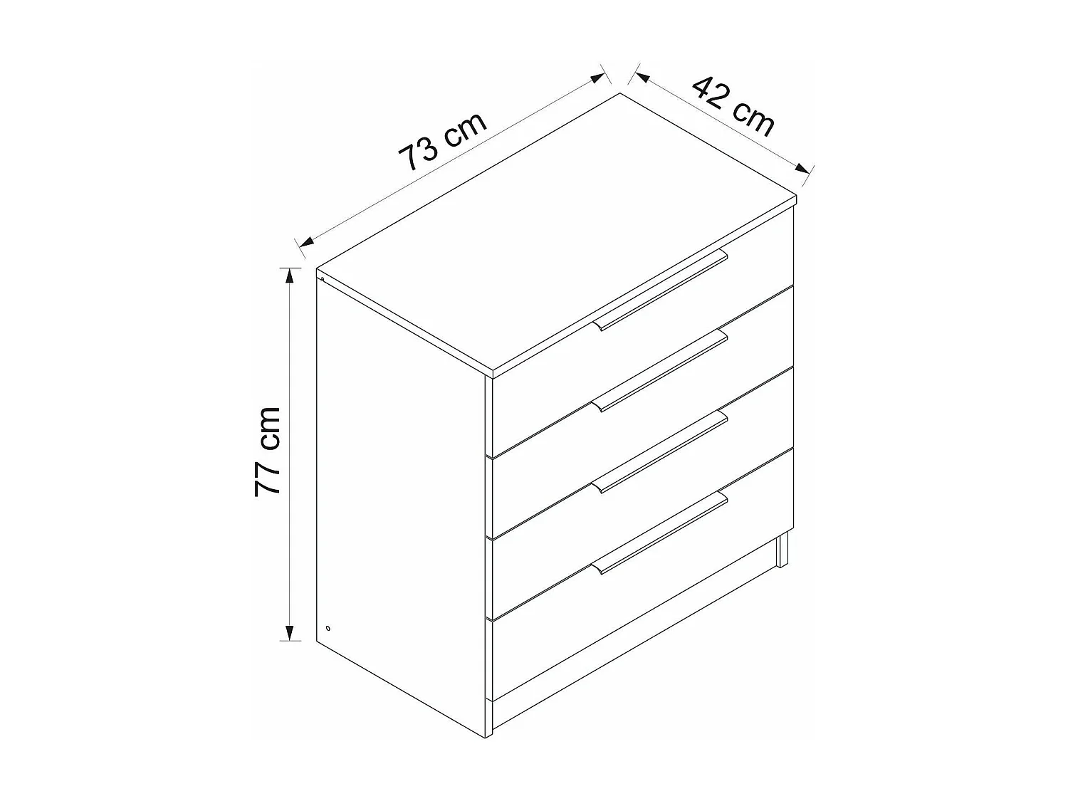 Drouli ladekast, Multifunctionele ladekast, Slaapkamer ladekast, Kast met lades, 73x42 h77 cm, Walnoot