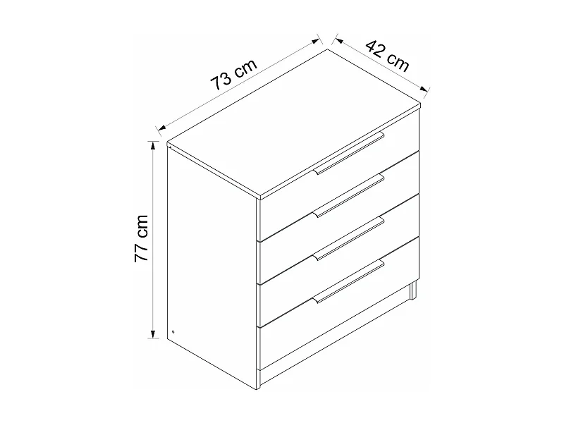 Dmora - Cassettiera elysee, 73x42 h77 cm, Noce