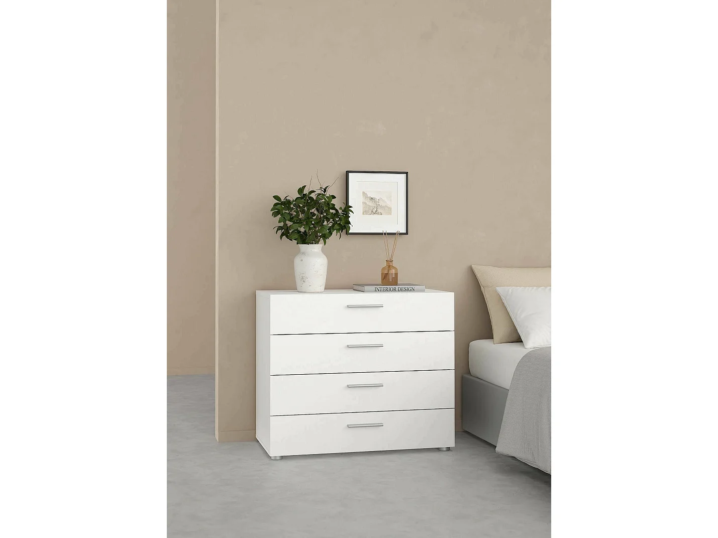 Ladekast, Multifunctionele ladekast, Slaapkamerladekast, Kast met lades, 80x40 h68 cm, Wit