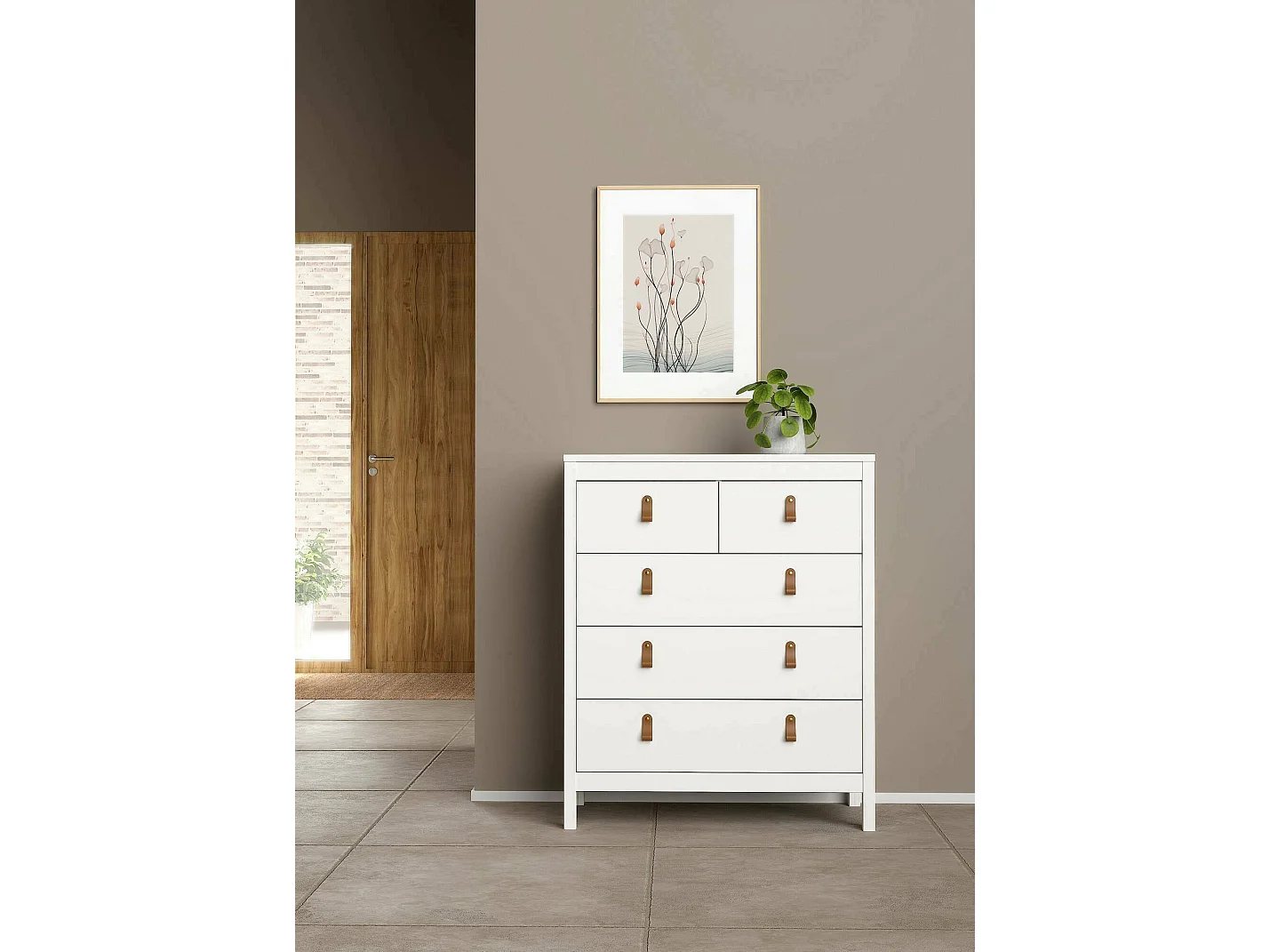 Cómoda Drodi, Cómoda multiusos, Cómoda de quarto, Armário com gavetas, 82x48 h99 cm, Branco