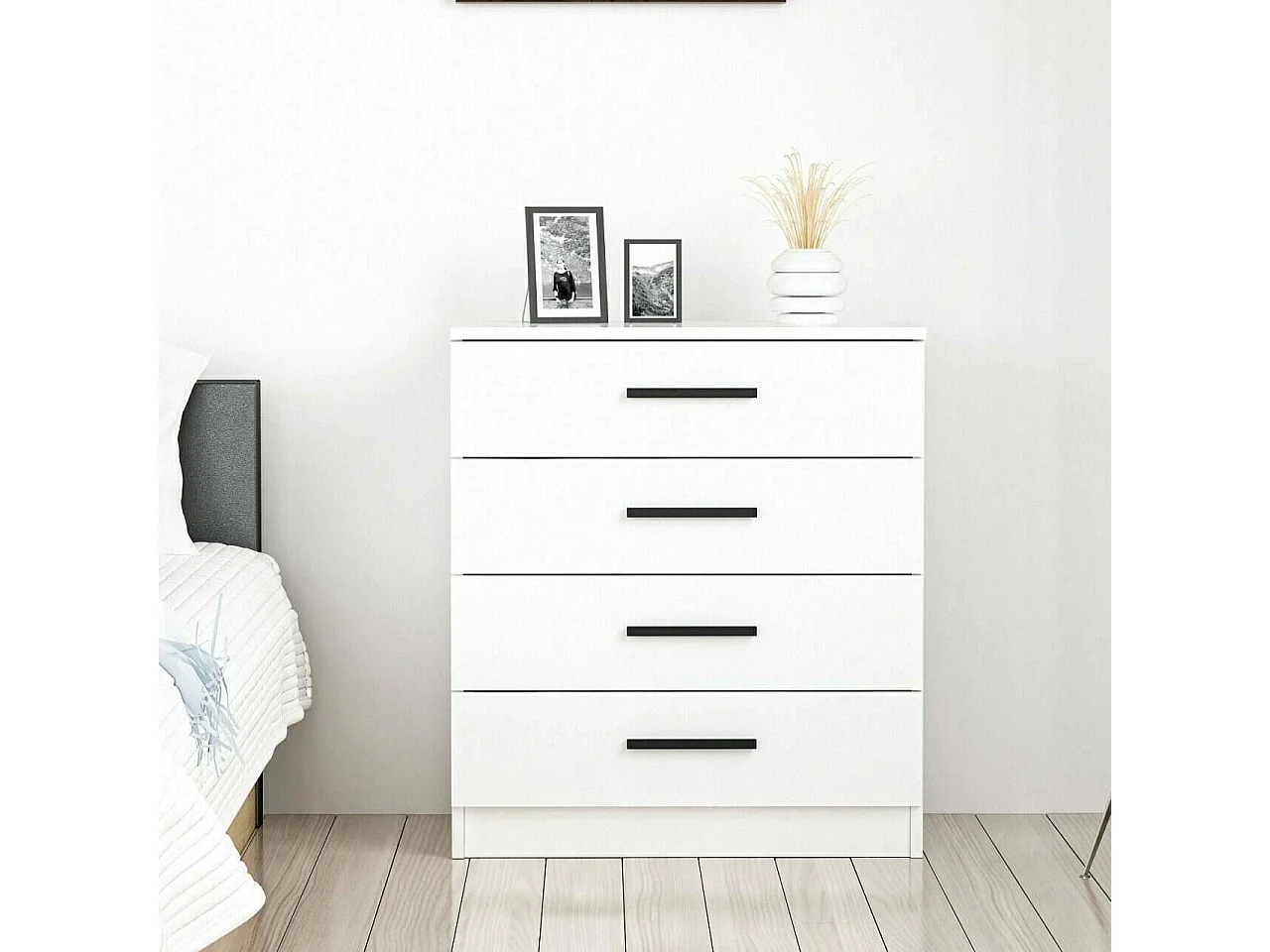 Dmora - Cassettiera Kalmaegi, 70x79 h42 cm, Bianco