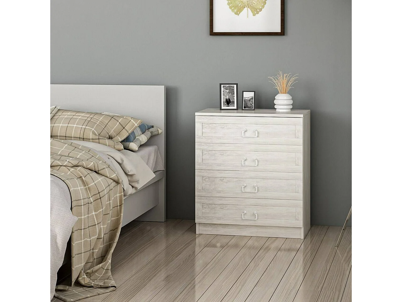 Dmora - Cassettiera Vische, 72x77 h42 cm, Bianco