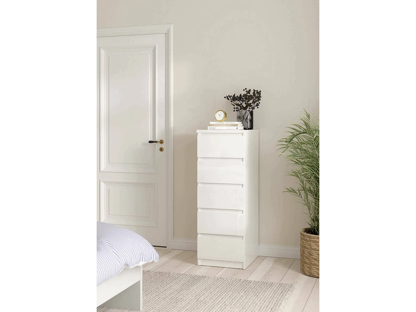 Drobott ladekast, Multifunctionele ladekast, Slaapkamerdressoir, Kast met laden, 50x40 h111 cm, Wit