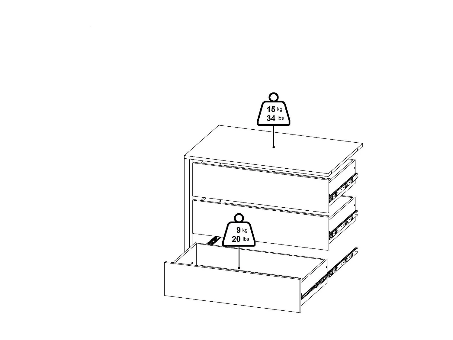 Commode Drognon, Commode polyvalente, Commode de chambre, Meuble avec tiroirs, 87x55 h70 cm, Blanc