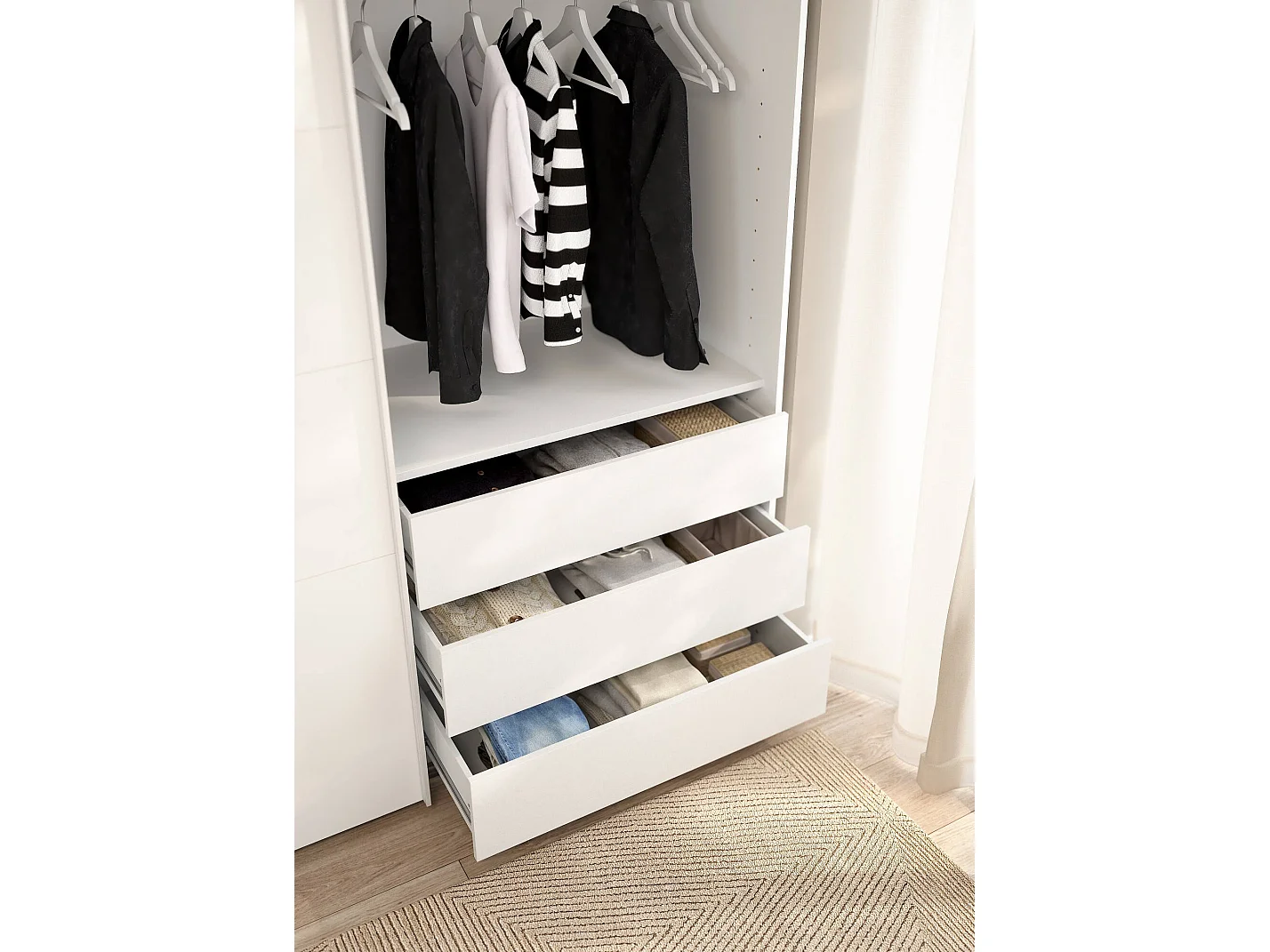 Commode Drognon, Commode polyvalente, Commode de chambre, Meuble avec tiroirs, 87x55 h70 cm, Blanc