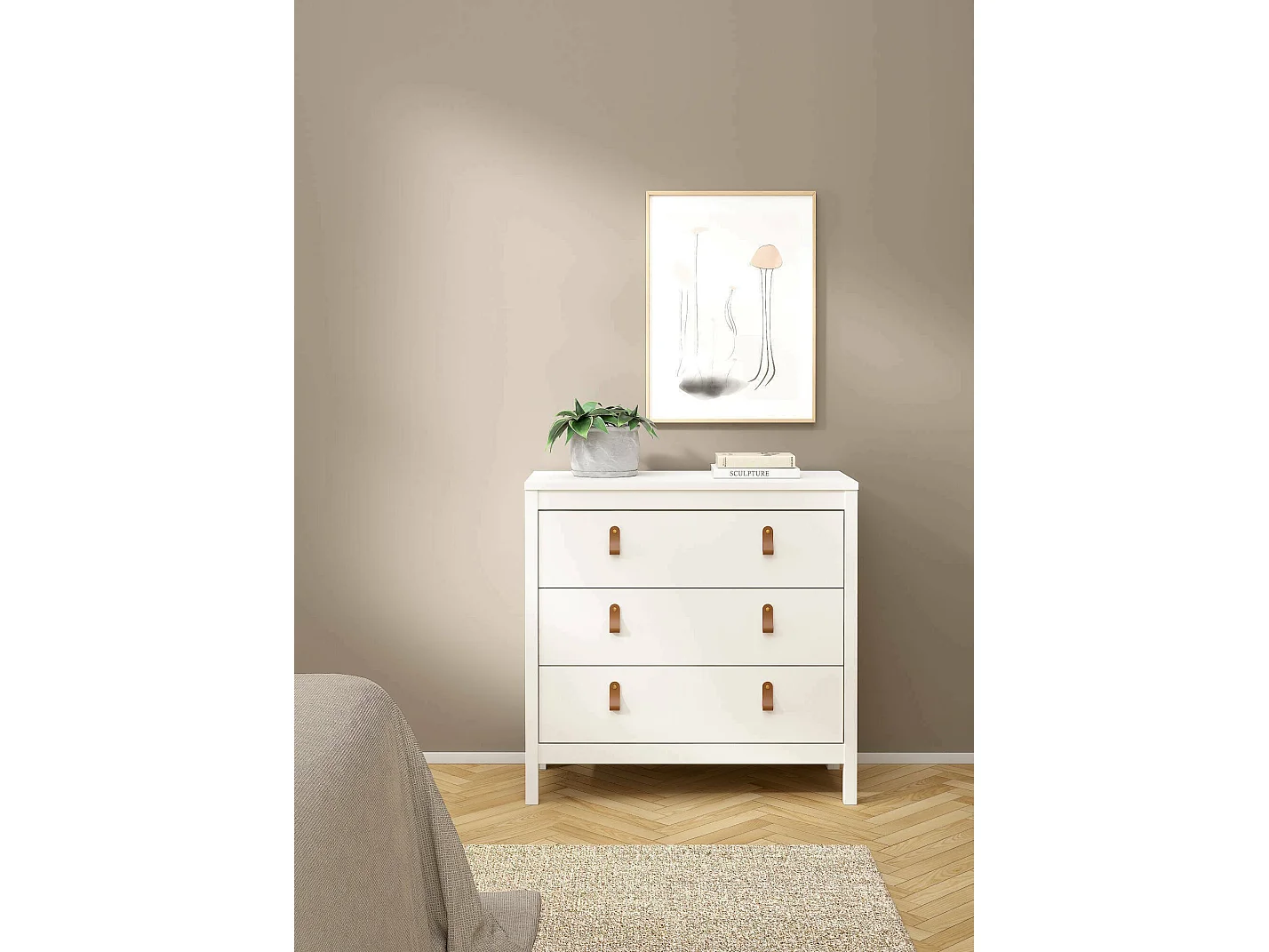 Kommode Drobbiat, Mehrzweckkommode, Schlafzimmerkommode, Schrank mit Schubladen, 82x38 h80 cm, WeiÃŸ