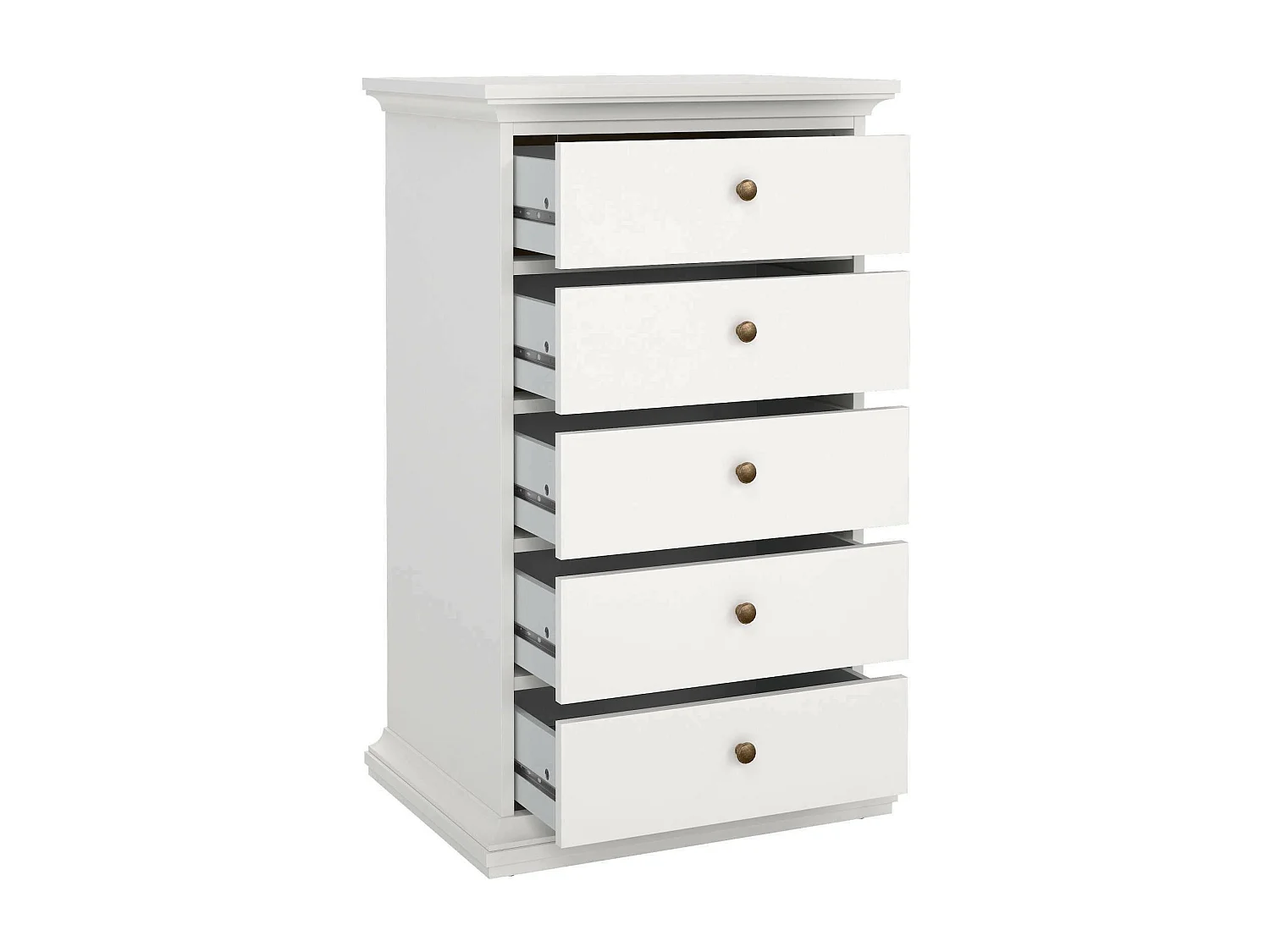 Commode Dricci, Commode polyvalente, Commode de chambre, Meuble avec tiroirs, 63x49 h105 cm, Blanc