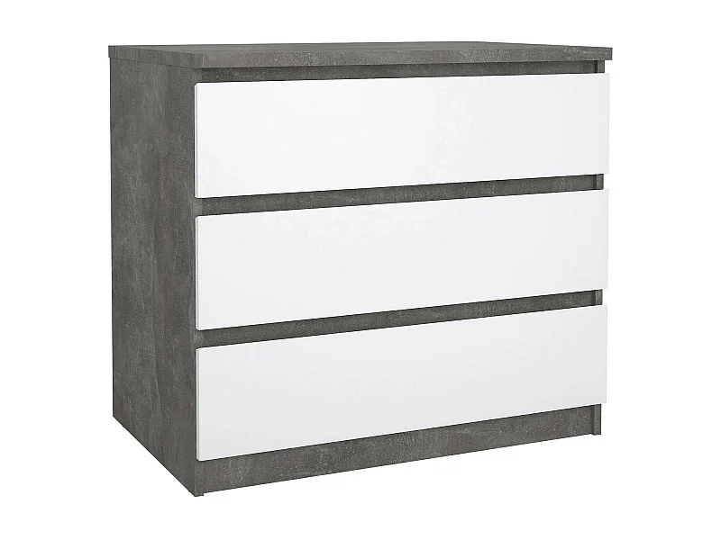 Dmora - Cassettiera Artic, 77x50 h70 cm, Cemento e Bianco lucido