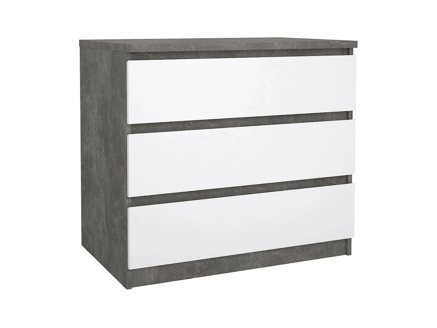 Drenold ladekast, Multifunctionele ladekast, Slaapkamerdressoir, Kast met laden, 77x50 h70 cm, Cement en Wit