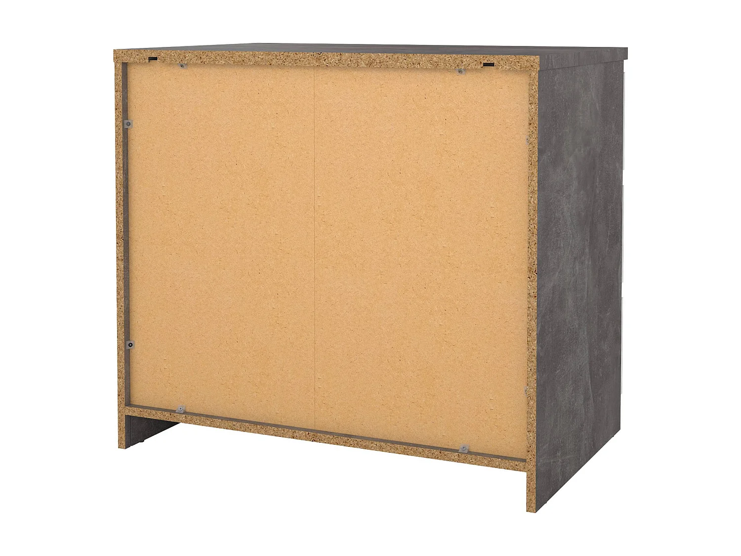 Kommode Drenold, Mehrzweckkommode, Schlafzimmerkommode, Schrank mit Schubladen, 77x50 h70 cm, Zement und WeiÃŸ