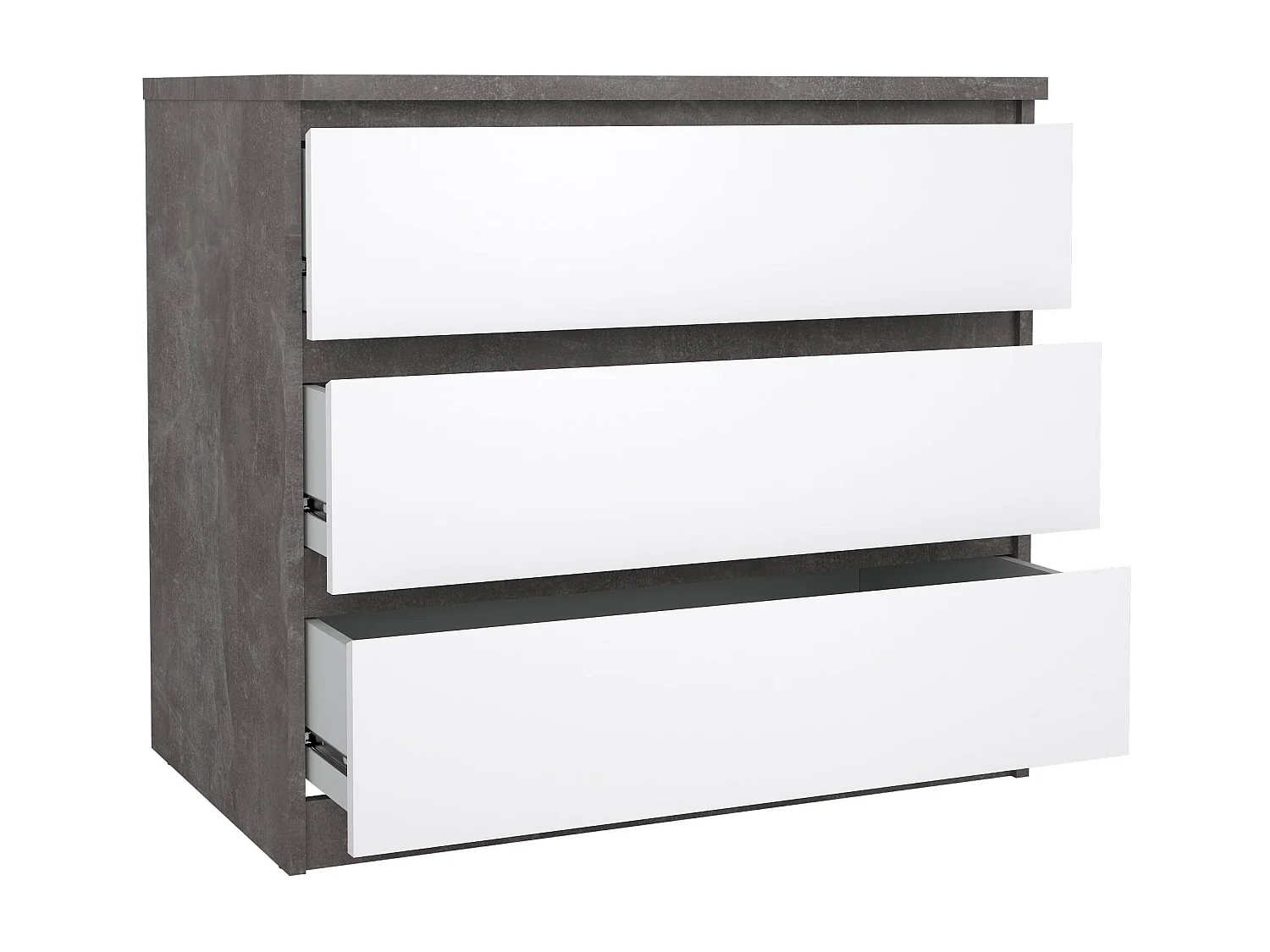 Commode Drenold, Commode polyvalente, Commode de chambre, Meuble avec tiroirs, 77x50 h70 cm, Ciment et blanc