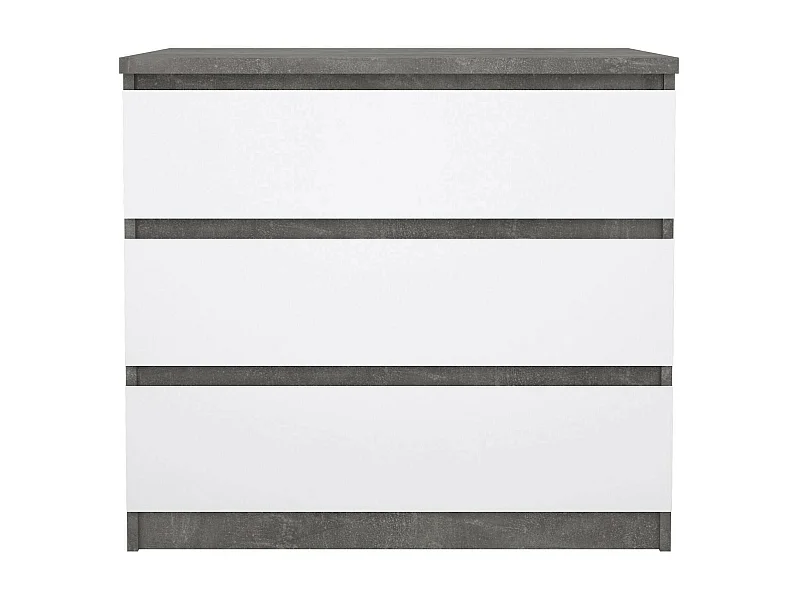 Drenold ladekast, Multifunctionele ladekast, Slaapkamerdressoir, Kast met laden, 77x50 h70 cm, Cement en Wit