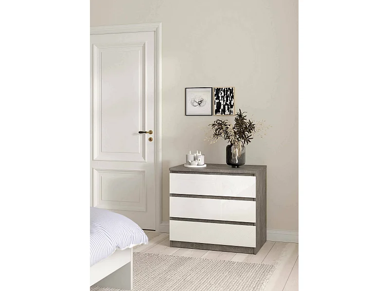 Cassettiera Artic, 3 Cassetti, 50x77x70.1h cm Grigio Cemento
