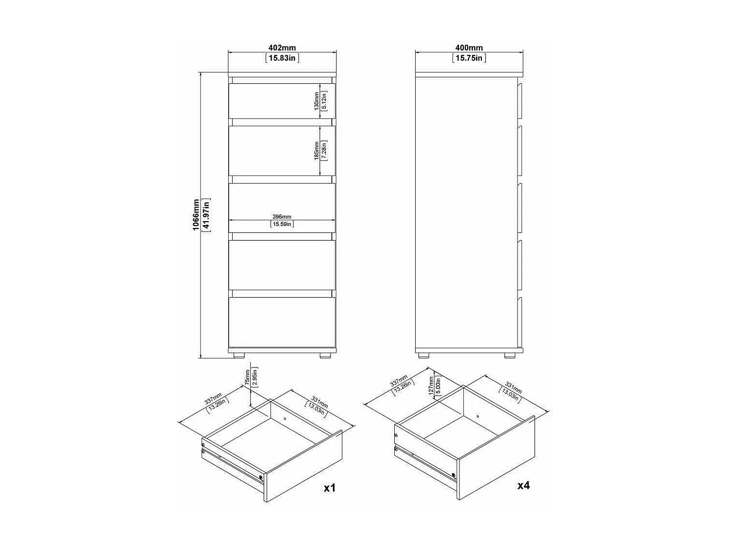 Cómoda Driber, Cómoda multiusos, Cómoda de quarto, Armário com gavetas, 40x40 h107 cm, Branco